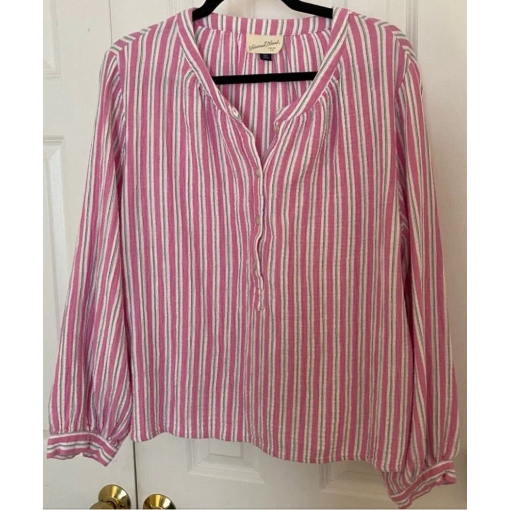 NEW Pink Striped Sz Small Cotton Oversized Roomy Shirt UNIVERSAL THREAD - Picture 4 of 5